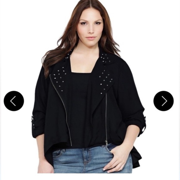 Torrid black jacket blazer zip up moto style studded 3X - Picture 2 of 12